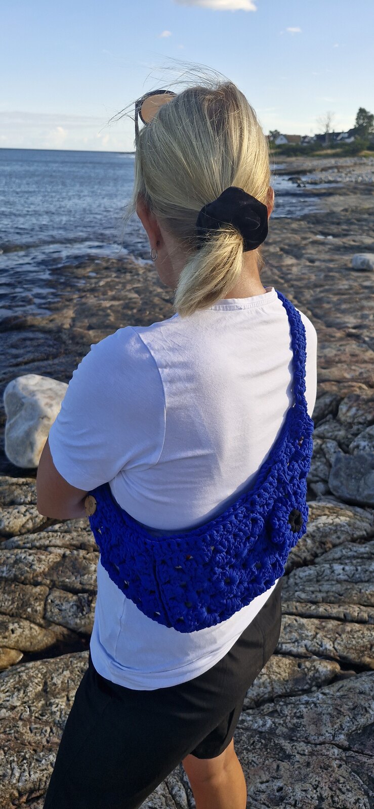 Lena with the Cobalt Shoulder Bag